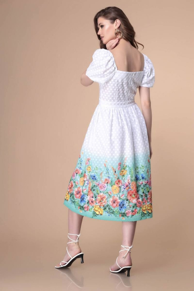 Платье Romanovich Style 1-2171 белый/бирюза - фото 4