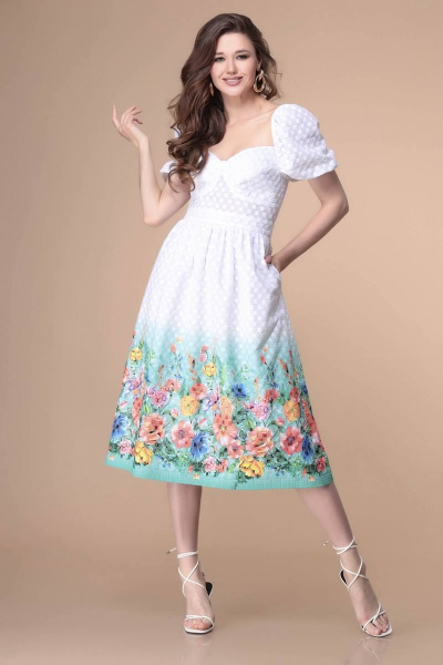 Платье Romanovich Style 1-2171 белый/бирюза - фото 2