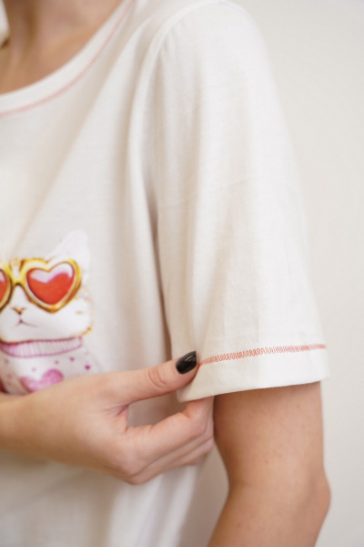 Капри, футболка Купалинка 649716.158-164 к.экрю,клетка - фото 4