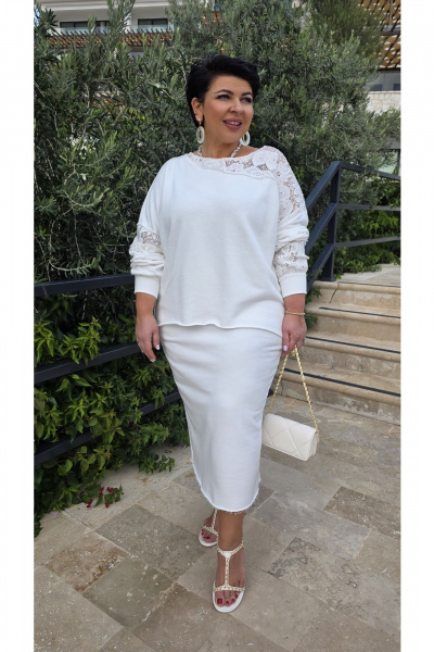 Джемпер, юбка Vittoria Queen 27153 молочный - фото 7