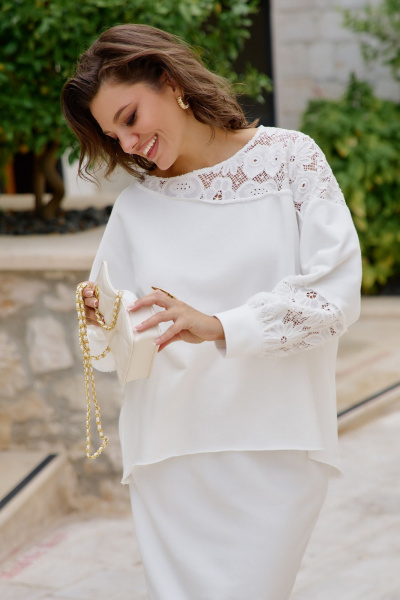 Джемпер, юбка Vittoria Queen 27153 молочный - фото 2