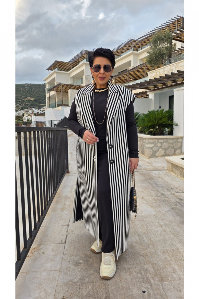 Жилет Vittoria Queen 27173ж черный_молоко-полоска - фото 6