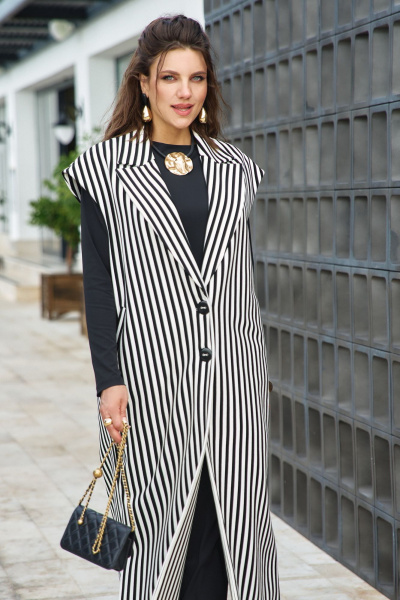 Жилет Vittoria Queen 27173ж черный_молоко-полоска - фото 1