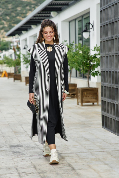 Жилет Vittoria Queen 27173ж черный_молоко-полоска - фото 2