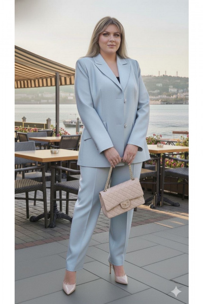 Брюки, жакет Vittoria Queen 27553 серо-голубой - фото 8