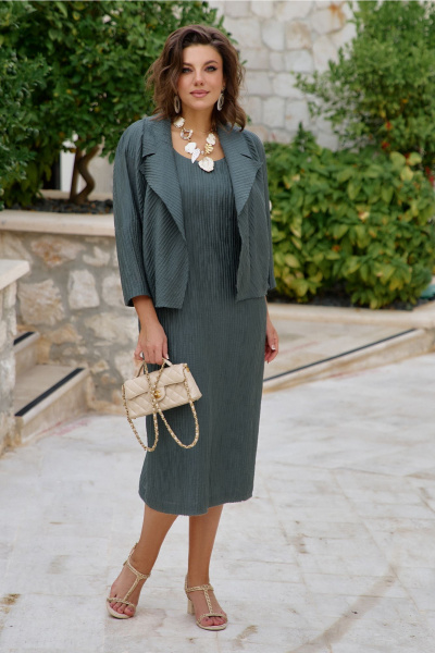 Жакет, платье Vittoria Queen 28873 темно-зеленый - фото 2