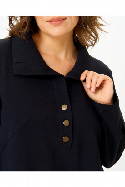 Модное черное платье из трикотажа и хлопка GRATTO 8339 черный - фото 7