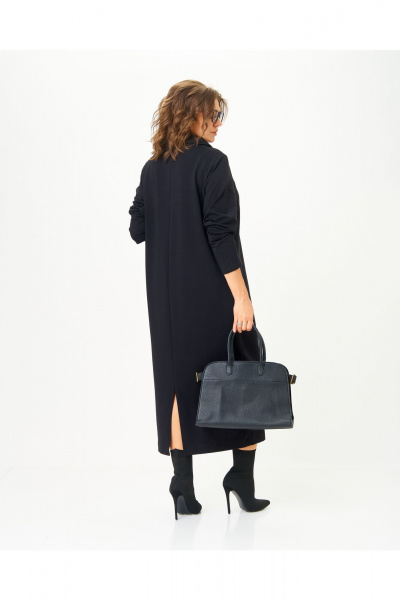 Модное черное платье из трикотажа и хлопка GRATTO 8339 черный - фото 4