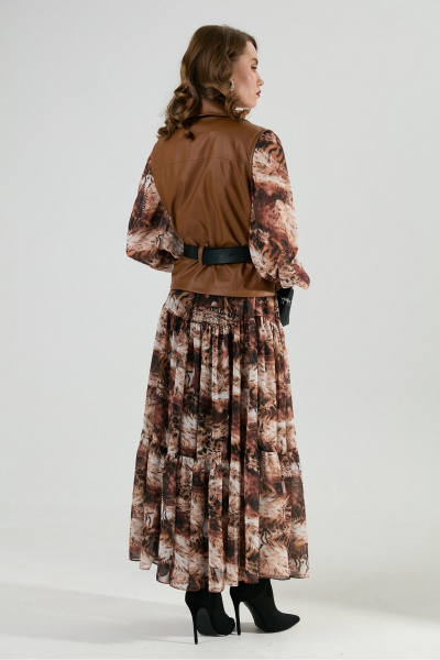 Жилет, платье, ремень NikVa 1022-1 шоколад и тигровая абстракция - фото 11