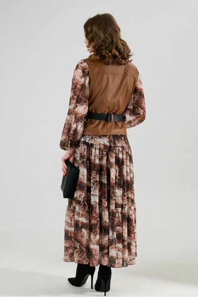 Жилет, платье, ремень NikVa 1022-1 шоколад и тигровая абстракция - фото 6