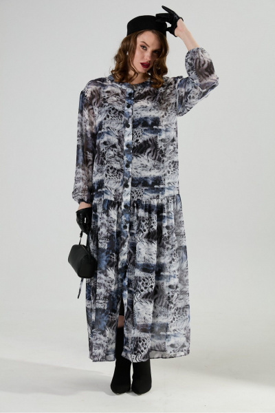 Платье NikVa 1024-1 чёрный и серая абстракция - фото 10