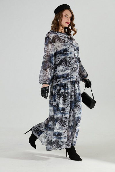 Платье NikVa 1024-1 чёрный и серая абстракция - фото 4