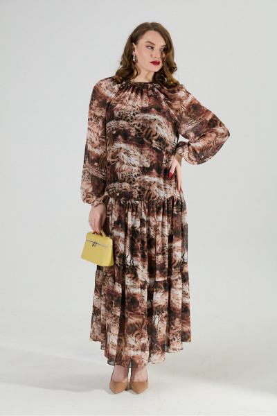 Платье NikVa 1025-1 тигровая абстракция - фото 2