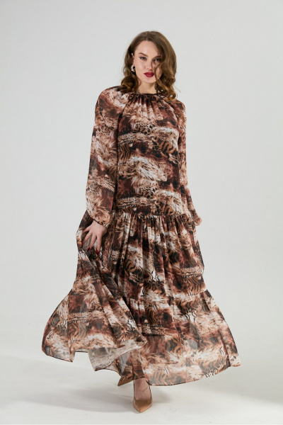 Платье NikVa 1025-1 тигровая абстракция - фото 1