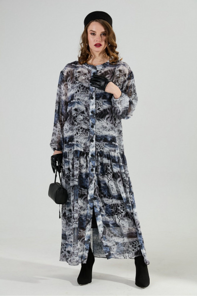Платье NikVa 1028-1 серая абстракция - фото 4