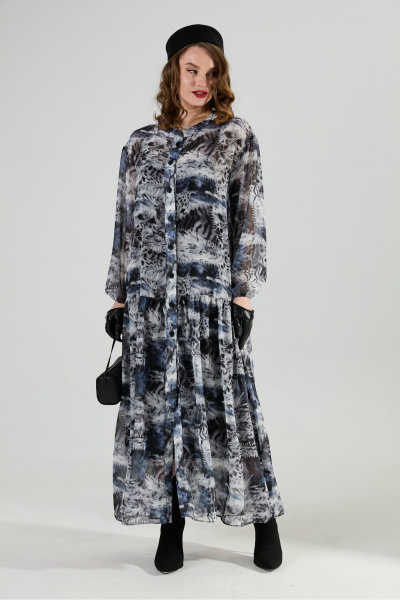Платье NikVa 1028-1 серая абстракция - фото 3