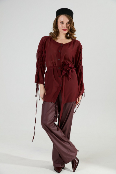 Блуза, брюки NikVa 1030-1 бордо - фото 2