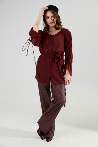 Блуза, брюки, жилет NikVa 1031-1 бордо - фото 6