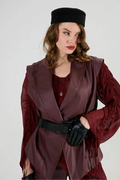 Блуза, брюки, жилет NikVa 1031-1 бордо - фото 4