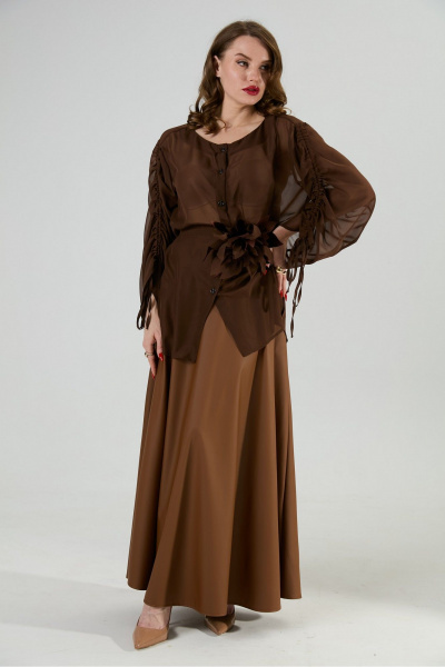 Блуза, юбка NikVa 1032-1 шоколад - фото 6