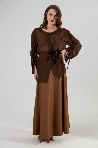 Блуза, юбка NikVa 1032-1 шоколад - фото 2