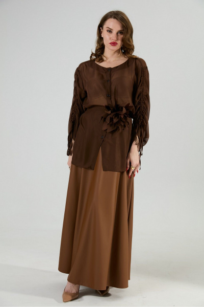 Блуза, жилет, юбка NikVa 1033-1 шоколад - фото 4