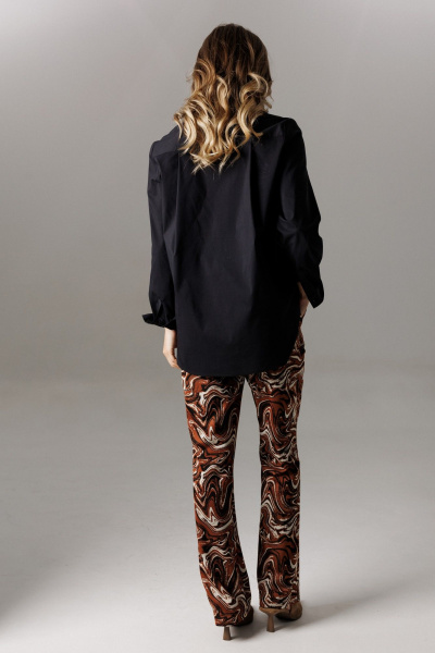 Блуза, брюки Ларс Стиль 1196 шоколадно-молочный_черный - фото 4