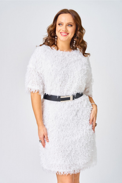 Платье Ольга Стиль Л-435 белое-молоко - фото 3