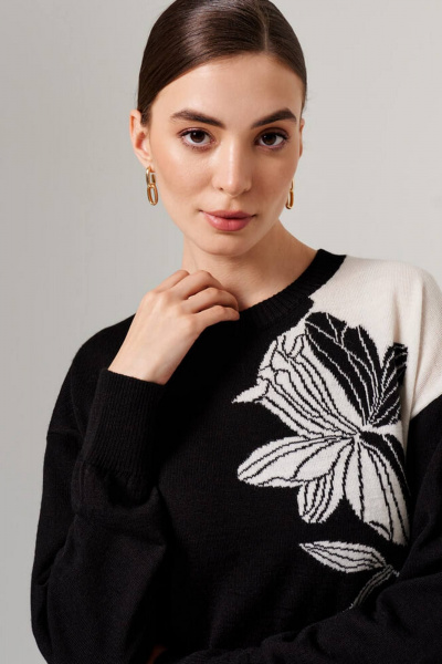 Джемпер Nelva 23130 черно-молочный - фото 3