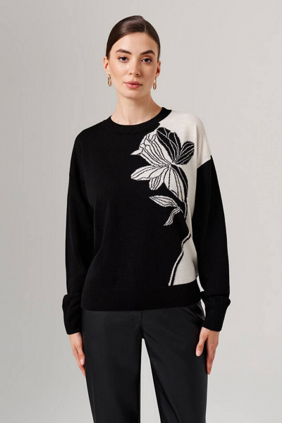 Джемпер Nelva 23130 черно-молочный - фото 1