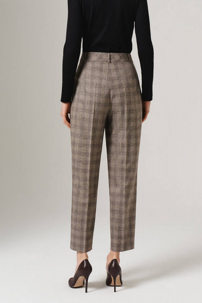 Брюки Nelva 31074 бежево-коричневая клетка - фото 3