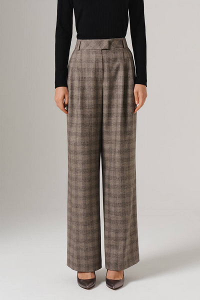 Брюки Nelva 31076 бежево-коричневая клетка - фото 2
