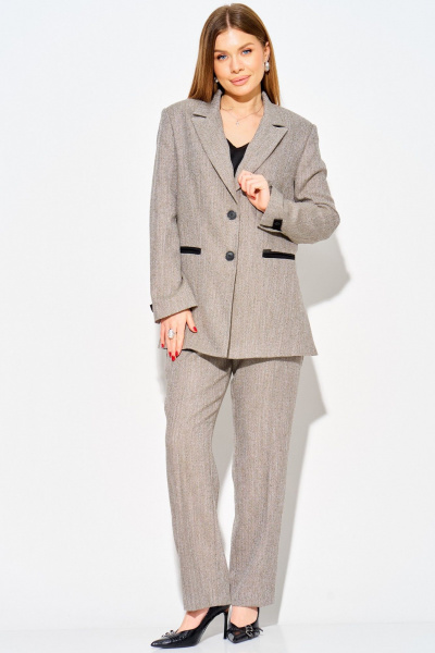 Брюки, жакет Laikony L-743 елочка_бежевый - фото 8