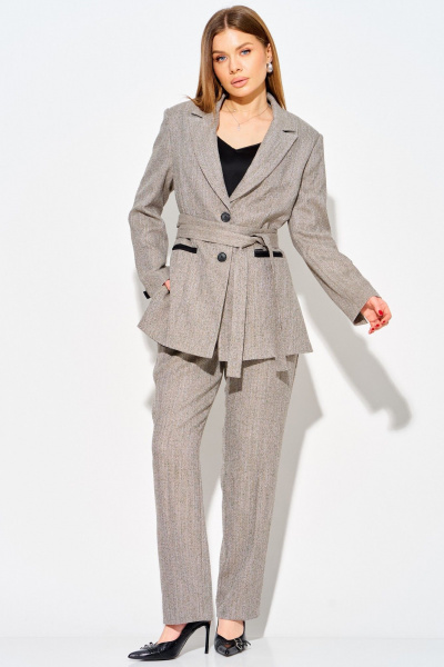 Брюки, жакет Laikony L-743 елочка_бежевый - фото 6