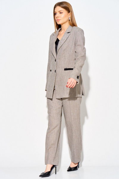Брюки, жакет Laikony L-743 елочка_бежевый - фото 2