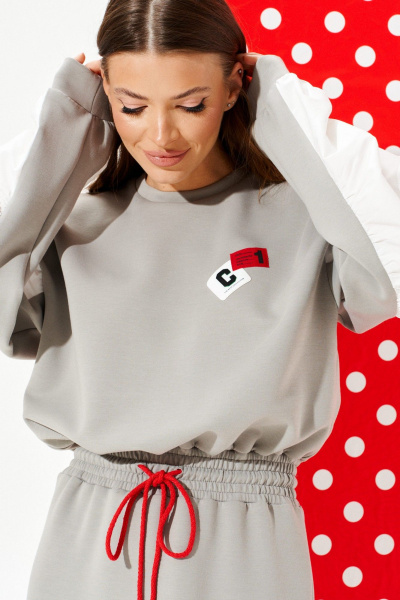 Платье ELLETTO LIFE 1120 серый - фото 6