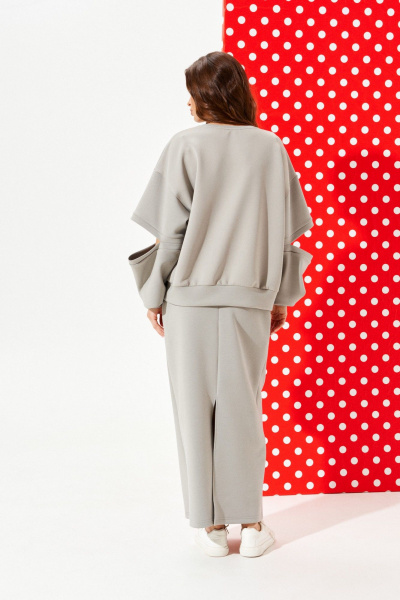 Свитшот, юбка ELLETTO LIFE 5326 серый - фото 8