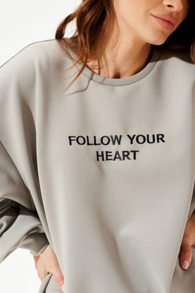 Свитшот, юбка ELLETTO LIFE 5326 серый - фото 7