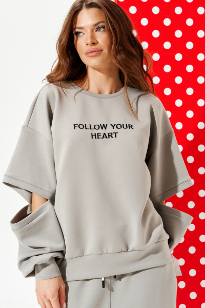 Свитшот, юбка ELLETTO LIFE 5326 серый - фото 5