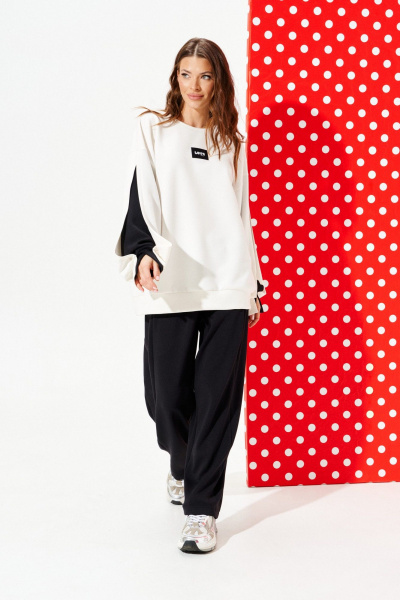 Брюки, свитшот ELLETTO LIFE 5331 молочно-черный - фото 7