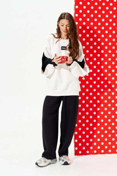 Брюки, свитшот ELLETTO LIFE 5331 молочно-черный - фото 2