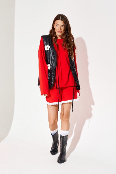 Джемпер, шорты ELLETTO LIFE 5330 красный - фото 2