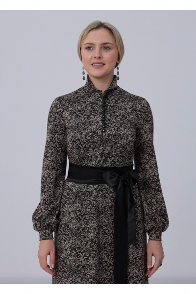 Платье Полинушка 623/2 бежевые цветы - фото 4