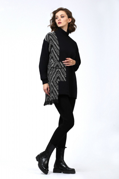 Джемпер Полинушка 664/1 черно-белый зигзаг - фото 2