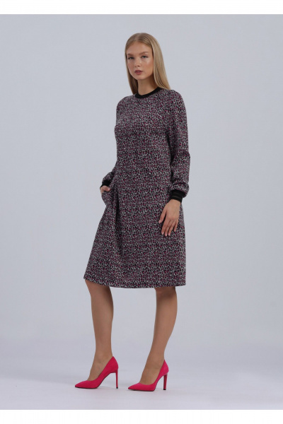 Платье Полинушка 690/1 фуксия леопард - фото 2