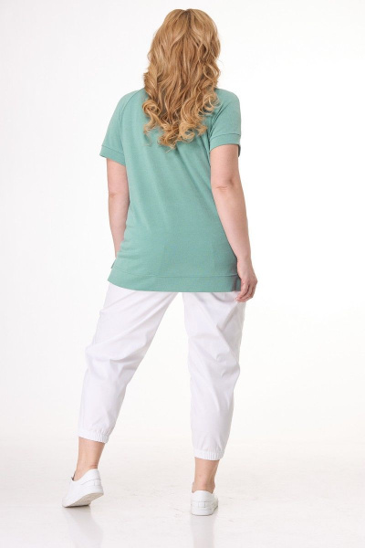 Блуза, брюки Кэтисбел 2527 белый-зелень - фото 2