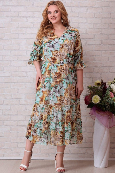 Платье Aira Style 832 зеленые_цветы - фото 1