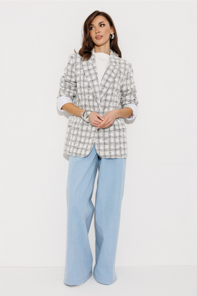 Жакет Butеr 3210 бело-серая_клетка - фото 6