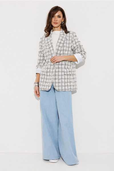 Жакет Butеr 3210 бело-серая_клетка - фото 5