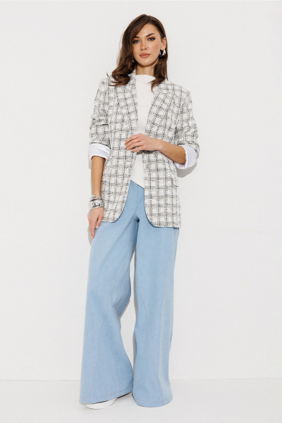 Жакет Butеr 3210 бело-серая_клетка - фото 3